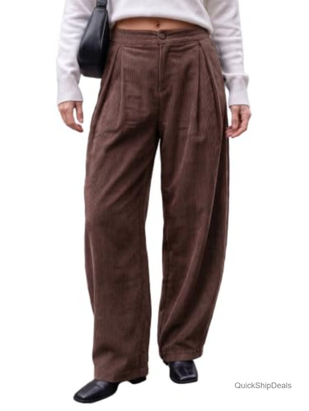 Women's Corduroy Wide Leg Barrel Pants High Waisted with Pockets